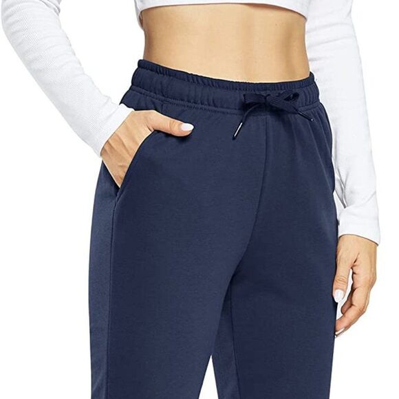 NEW OUGES Women's Open Bottom Cotton Sweatpants Navy Blue - Picture 2 of 6